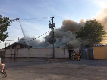 Firefighters respond to a massive blaze at the former Hook's Restaurant at Wharncliffe Rd. and Southdale Rd. in London, May 29, 2018. (Photo by Scott Kitching, BlackburnNews.com)