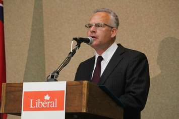 Windsor-Tecumseh Liberal Frank Schiller speaks at a debate, September 30, 2015. (Photo by Jason Viau)