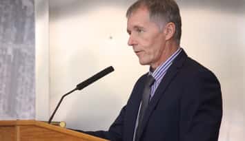 University of Windsor President Alan Wildeman speaks at the Stephen and Vicki Adams Welcome Centre, October 2, 2015. (Photo by Mike Vlasveld)