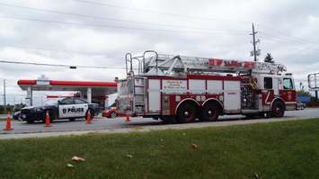 Sarnia police, fire and EMS responded to the collision October 13, 2015 (BlackburnNews.com Photo by Briana Carnegie)