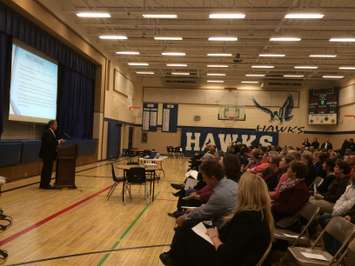 Hundreds attend a GECDSB public input session at Harrow District High School on March 2, 2015. (Photo by Ricardo Veneza)