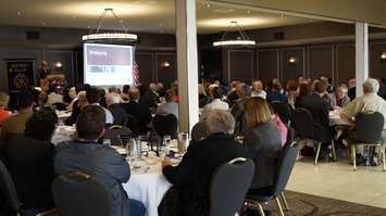 CIBC World Markets Inc. Deputy Chief Economist Benjamin Tal addressed the Rotary Club of Sarnia during a luncheon Monday. April 18, 2016 (BlackburnNews.com Photo by Briana Carnegie)