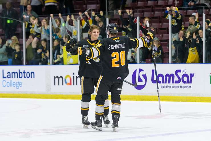 Sarnia Sting home to Peterborough, Jan 3, 2024. Photo by Metcalfe Photography. 