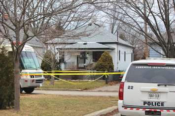 Police investigate a homicide at a home in the 200 block of Essex Street January 24, 2021 (BlackburnNews.com photo by Dave Dentinger)