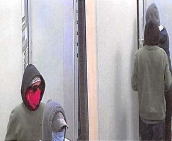 Surveillance images of two  suspects wanted in relation to the TD bank robbery in Fonthill, March 8, 2018. Photo courtesy of OPP.