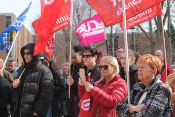 Union members attend a rally at the University of Windsor on March 20, 2019. Photo by Mark Brown/Blackburn News.