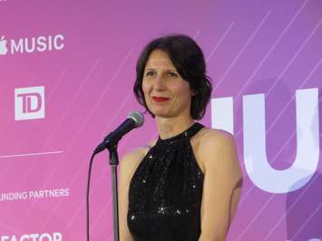 Ana Sokolovic, winner of the Juno for classical composition of the year at the 2019 Juno Gala Dinner and Awards at the London Convention Centre, March 16, 2019. (Photo by Miranda Chant, Blackburn News)