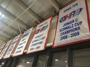 Schmalz Cup banners hanging at the Essex Centre Sports Complex. (Photo by Ricardo Veneza)
