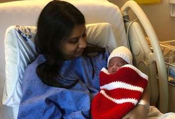 Keshia Bachan and her newborn baby, Athias. (Photo courtesy of Windsor Regional Hospital spokeswoman Gisele Seguin)