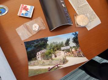 Items included in the Seaway Kiwanis Blue Water Bridge time capsule (Blackburn Media photo by Josh Boyce)