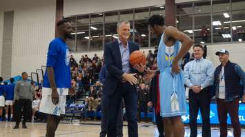 Opening ceremonies of the OCAA Men's Basketball Championships from Lambton College. 6 March 2020. (BlackburnNews.com photo by Colin Gowdy)
