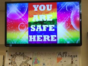 Highpoint Community School Gay Pride display.