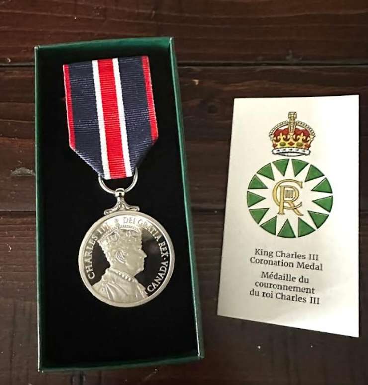 The prestigious King Charles III Coronation Medal (Photo courtesy of Julie Fisher) 