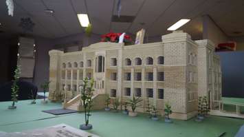 A replica of SCITS High School in Sarnia built by Don Percival. December 4, 2018. (Photo by Colin Gowdy, BlackburnNews)