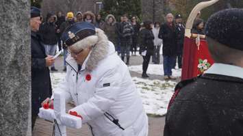 Remembrance Day ceremony at Aamjiwnaang First Nation. November 11, 2018. (Photo by Colin Gowdy, BlackburnNews)