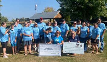 Cheques were presented to Pathways Health Centre for Children and the Sarnia & District Humane Society. October 6, 2025. (Photo courtesy of the Sarnia & District Humane Society via Facebook)