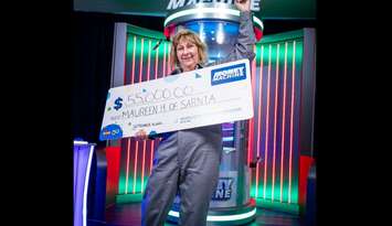 Sarnia's Maureen Hummell wins $55,000 in the OLG's Money Machine (Photo courtesy of OLG)