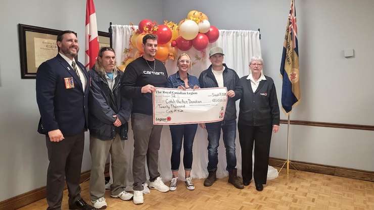 Sarnia Legion cheque presentation to River City Vineyard, Sept 8, 2025. Blackburn Media photo by Stephanie Chaves.