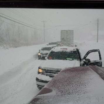 Graeme Maus, Owner/Operator of RW Maus Transport, was stuck in Buffalo after more than four feet of snow fell on the region on Tuesday, November 18. (Photo provided by Graeme Maus)