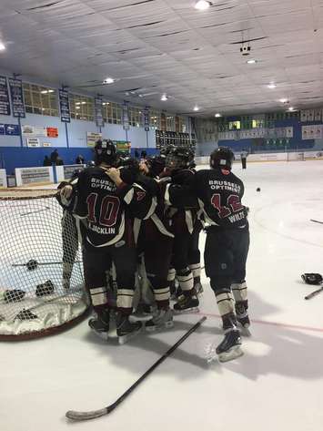Blyth-Brussels celebrates after a 2-0 win over Drayton in the Pee Wee 