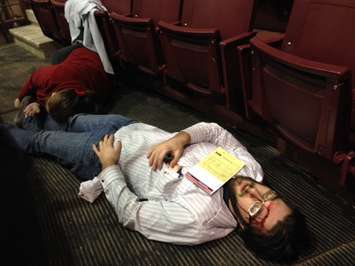 Mass casualty simulation at Sarnia's RBC Centre. April 9, 2015 (BlackburnNews.com photo by Melanie Irwin)