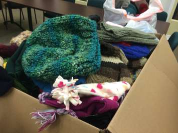 Mittens, scarves and toques donated to the Chatham-Kent Salvation Army on February 12, 2015. (Photo by Ricardo Veneza)