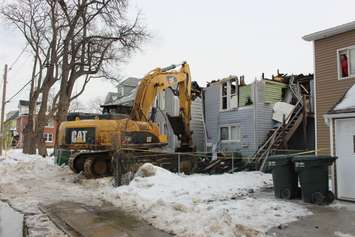 The scene of an intentionally set fire in the 800-block of Assumption St. in Windsor, March 4, 2015. (Photo by Mike Vlasveld)