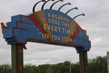 The sign upon exiting the front of Windsor Raceway May 12, 2015.  (Photo by Adelle Loiselle)