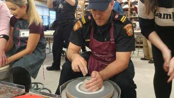 Fire Prevention Officer Mike Otis at the Celebrity Bowl-a-Thon. February 23, 2018. (Photo by Colin Gowdy, Blackburn News)