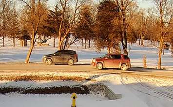 Police are searching for the red vehicle seen in this photo. (Provided by the Ontario Provincial Police.)