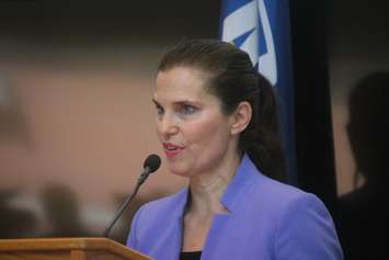 MP Kirsty Duncan, Minister of Science and Sport, addresses the crowd at the grand opening of the University of Windsor CORe facility on June 26, 2019. Photo by Mark Brown, Blackburn News.