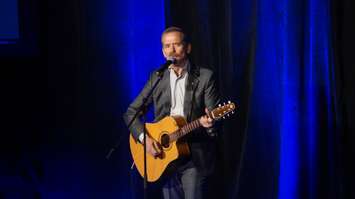 Chris Hadfield performs for local high school students during a keynote address in Sarnia. May 25, 2016 (BlackburnNews.com Photo by Briana Carnegie)