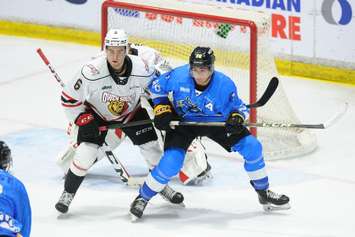 The Sarnia Sting taking on the Owen Sound Attack on Lions Night @ The Sting.  12 October 2022. (Metcalfe Photography) 