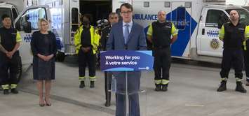 Minister of Labour, Immigration, Training and Skills Development Monte McNaughton in Toronto Feb, 28, 2023, for Paramedic Services Committee announcement. 