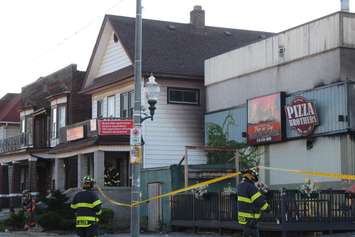 Firefighters at the scene of a fire at a restaurant at Wyandotte St. E and Marion Ave. in Windsor, October 12, 2015.  (Photo by Adelle Loiselle)
