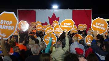 Supporters await NDP Leader Tom Mulcair in the Town of Essex, October 4, 2015. (Photo by Jake Kislinsky)