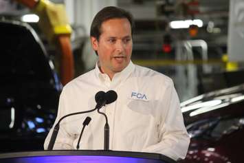 Plant Manager Michael Brieda at the launch of the 2017 Chrysler Pacifica, May 6, 2016. (Photo by Maureen Revait) 