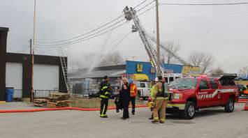 Windsor Fire Service battles a blaze on Provincial Rd. near Sixth Concession, March 9, 2017. (Photo by Maureen Revait)