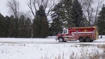 Livestock Barn Fire on Confederation Line in Plympton-Wyoming Jan 31, 2017. BlackburnNews.com photo by Melanie Irwin.