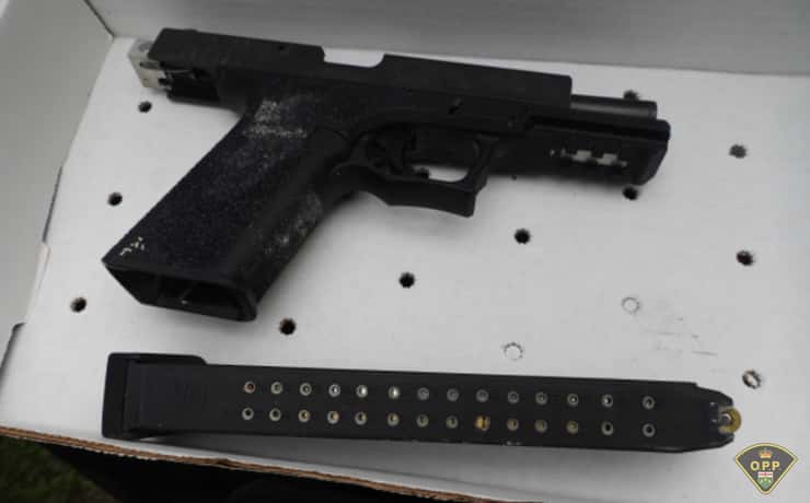 Gun seized in multijurisdictional drug trafficking investigation. August 2026. (Photo courtesy of OPP)