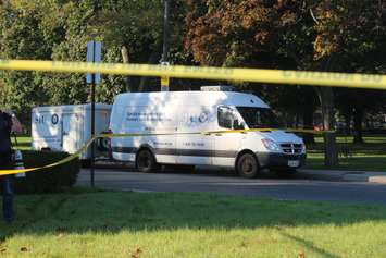 The Special Investigations Unit at the scene of a two-motorcycle crash on Riverside Dr. W September 23, 2015.  (Photo by Adelle Loiselle)