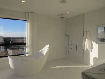 The master bedroom ensuite bathroom at the Dream Lottery home at 2074 Ironwood Rd. (Photo by Miranda Chant, Blackburn News)