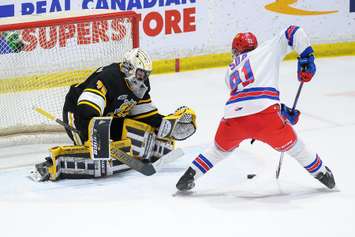 The Sarnia Sting hosting the Kitchener Rangers. 12 March 2023. (Metcalfe Photography)