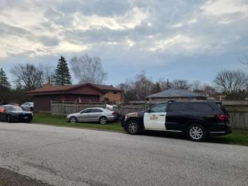 OPP investigate a stolen vehicle on Silvana Dr, Chatham. April 5, 2023. (Photo courtesy of OPP West region via Twitter - @OPP_WR)