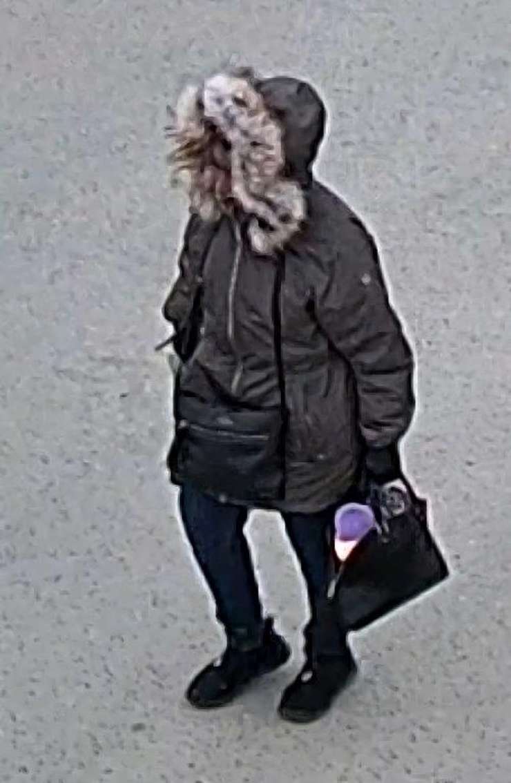 A surveillance camera image of a woman believed to be one missing from Tillsonburg since November 8, 2023. Photo provided by Ontario Provincial Police.