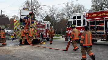 Fire at Athena's Diner in Wyoming May 9, 2019. (Blackburnnews.com photo by Colin Gowdy)
