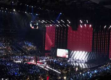The stage at the 2019 Juno Awards at Budweiser Gardens, March 17, 2019. (Photo by Kate Wright)