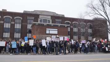 Sarnia-Lambton students protesting changes to education. April 4, 2019. (Photo by Colin Gowdy, BlackburnNews)