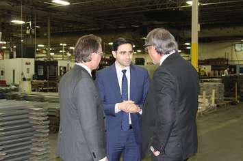 London Liberal MP Peter Fragiskatos with Dajcor President Mike Kilby and Chatham-Kent Mayor Randy Hope. December 19, 2016. (Photo by Natalia Vega)