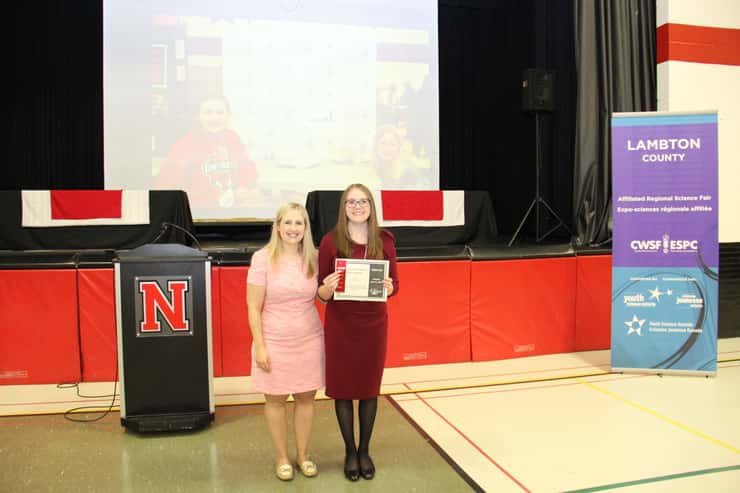 (From left to right) Melissa Chopcian with Cyndi Rayson at the 2026 Lambton County Science Fair. Submitted photo.